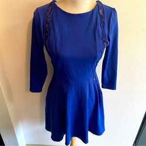 ChiquDelgado for David Lerner dress royal blue w/ lace inset detail sz med NEW